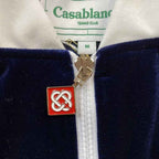 Conjunto Casablanca Veludo Logo Azul
